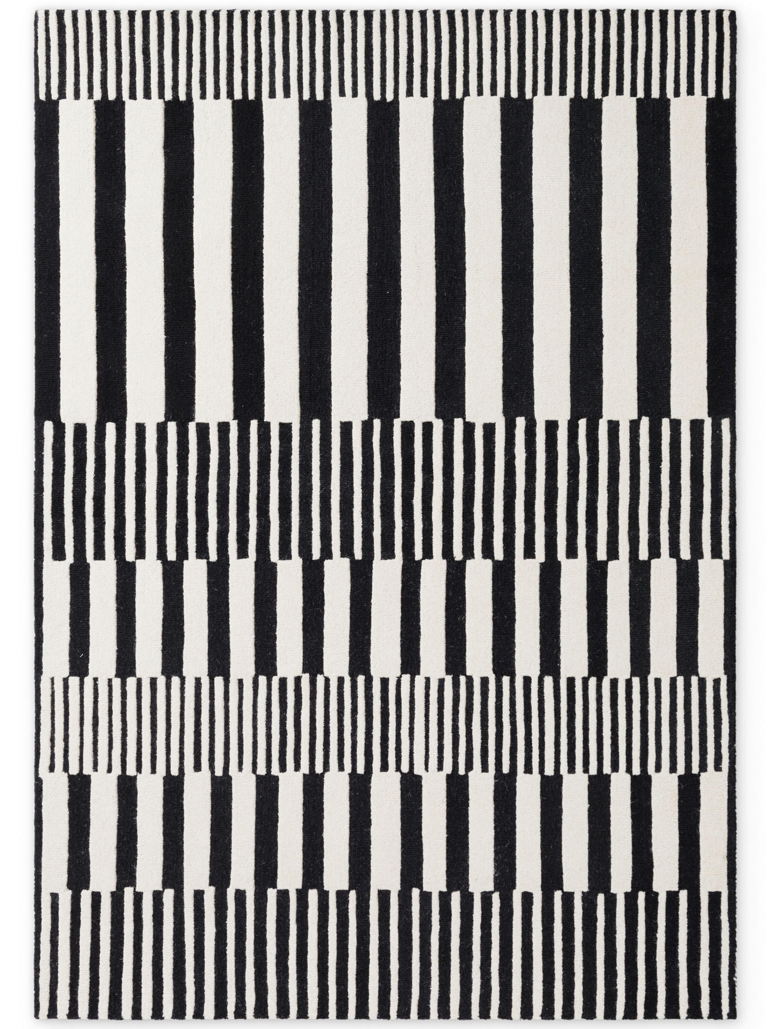 WOLLTEPPICH 120/180 cm Stryve Schwarz, Weiß rechteckig  - Schwarz/Weiß, Basics, Textil (120/180cm) - Elle Decoration