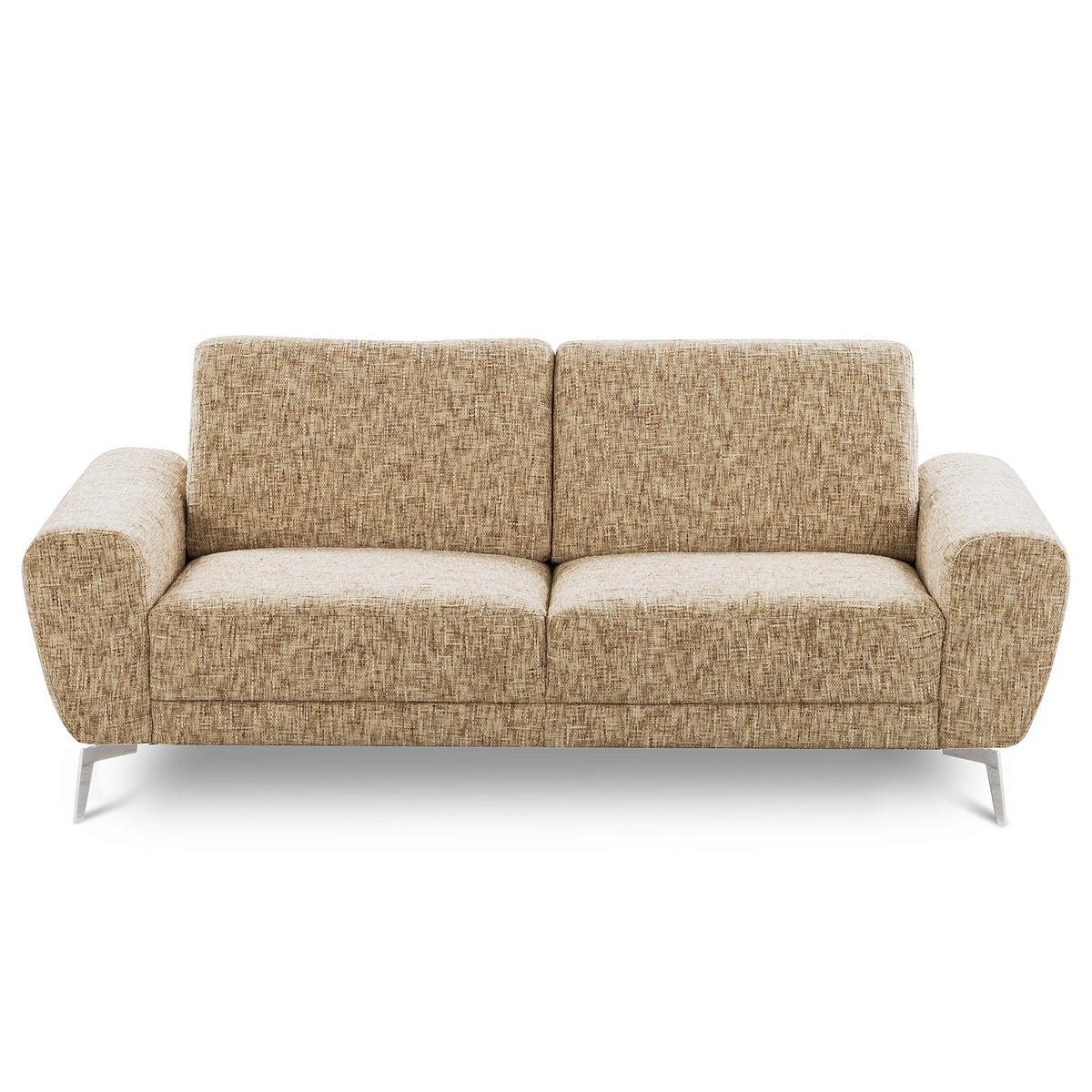 2-SITZER-SOFA Webstoff Hellbraun  - Chromfarben/Hellbraun, Design, Textil/Metall (157/85/92cm) - Livetastic