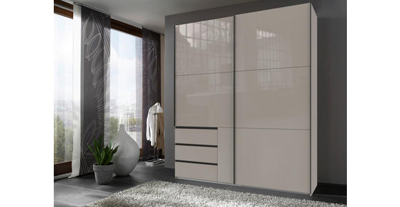 SCHWEBETÜRENSCHRANK in Sahara - Schwarz/Sahara, KONVENTIONELL, Glas/Holzwerkstoff (200/236/65cm) - Hom`in