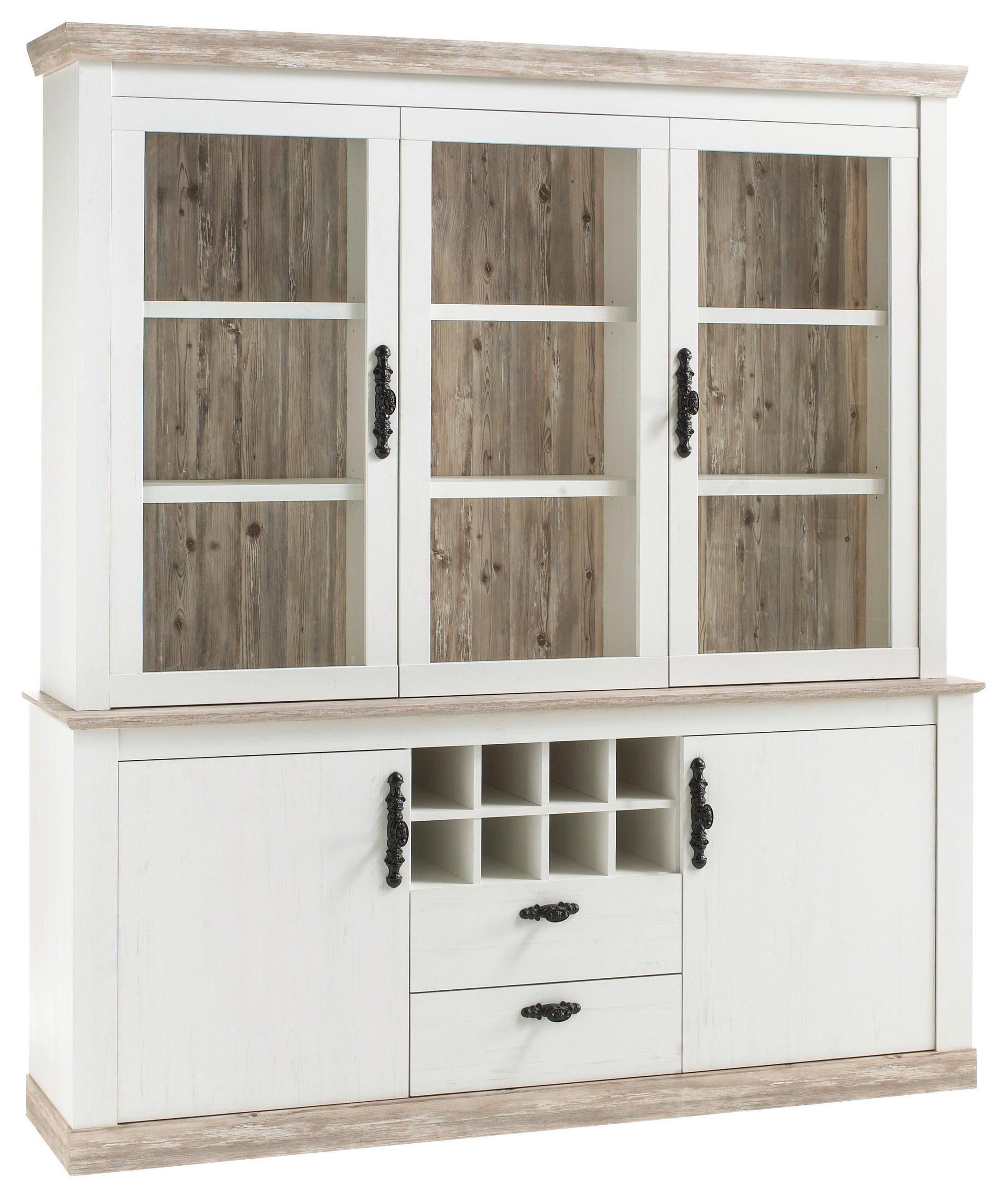 BUFFET 184/205/44 cm in Pinienfarben, Hellbraun - Hellbraun/Schwarz, Design, Holzwerkstoff/Metall (184/205/44cm) - MID.YOU