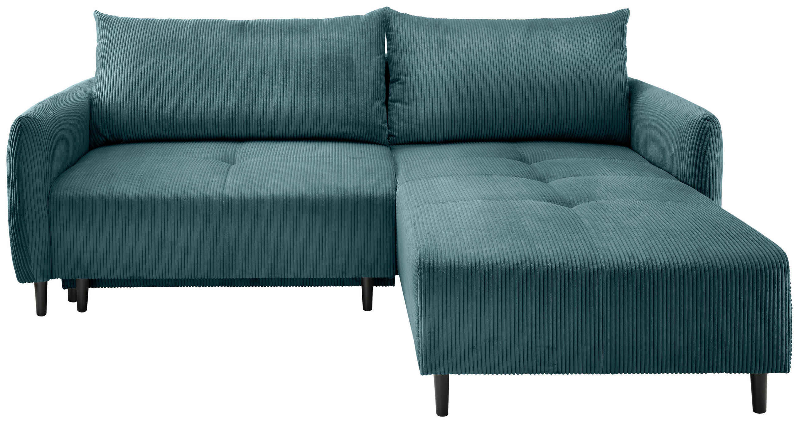 ECKSCHLAFSOFA in Cord Petrol  - Petrol/Schwarz, Basics, Holz/Textil (238/174cm) - Livetastic