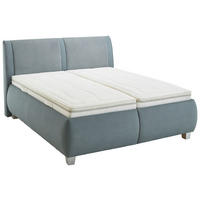 POLSTERBETT 180/200 cm,  in Blaugrau, Matratze, Lattenrost, Bettkasten, unterschiedliche Matratzenhärtegrade je Bettseite, H3 + H4 = fest + sehr fest  - Silberfarben/Blaugrau, Design, Holzwerkstoff/Kunststoff (180/200cm) - Beldomo - Sleep