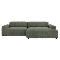ECKSOFA in Cord Olivgrün  - Schwarz/Olivgrün, Design, Kunststoff/Textil (292/178cm) - Livetastic