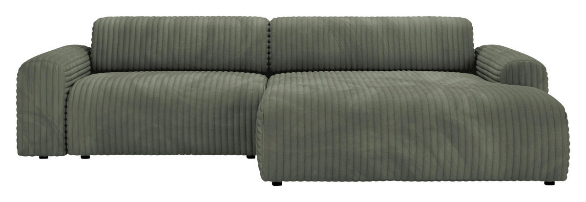 ECKSOFA in Cord Olivgrün  - Schwarz/Olivgrün, Design, Kunststoff/Textil (292/178cm) - Livetastic