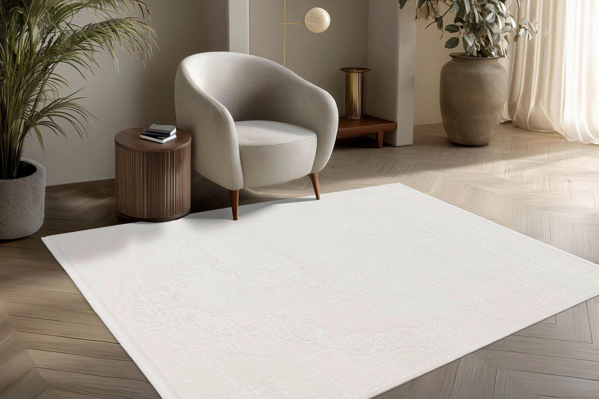WEBTEPPICH Verona Elfenbein  - Elfenbein, Design, Textil (80cm) - Batucci
