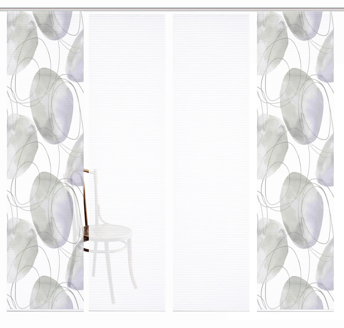 FLÄCHENVORHANG  4 Stück  blickdicht  60/245 cm   - Flieder/Weiß, Natur, Textil (60/245cm)