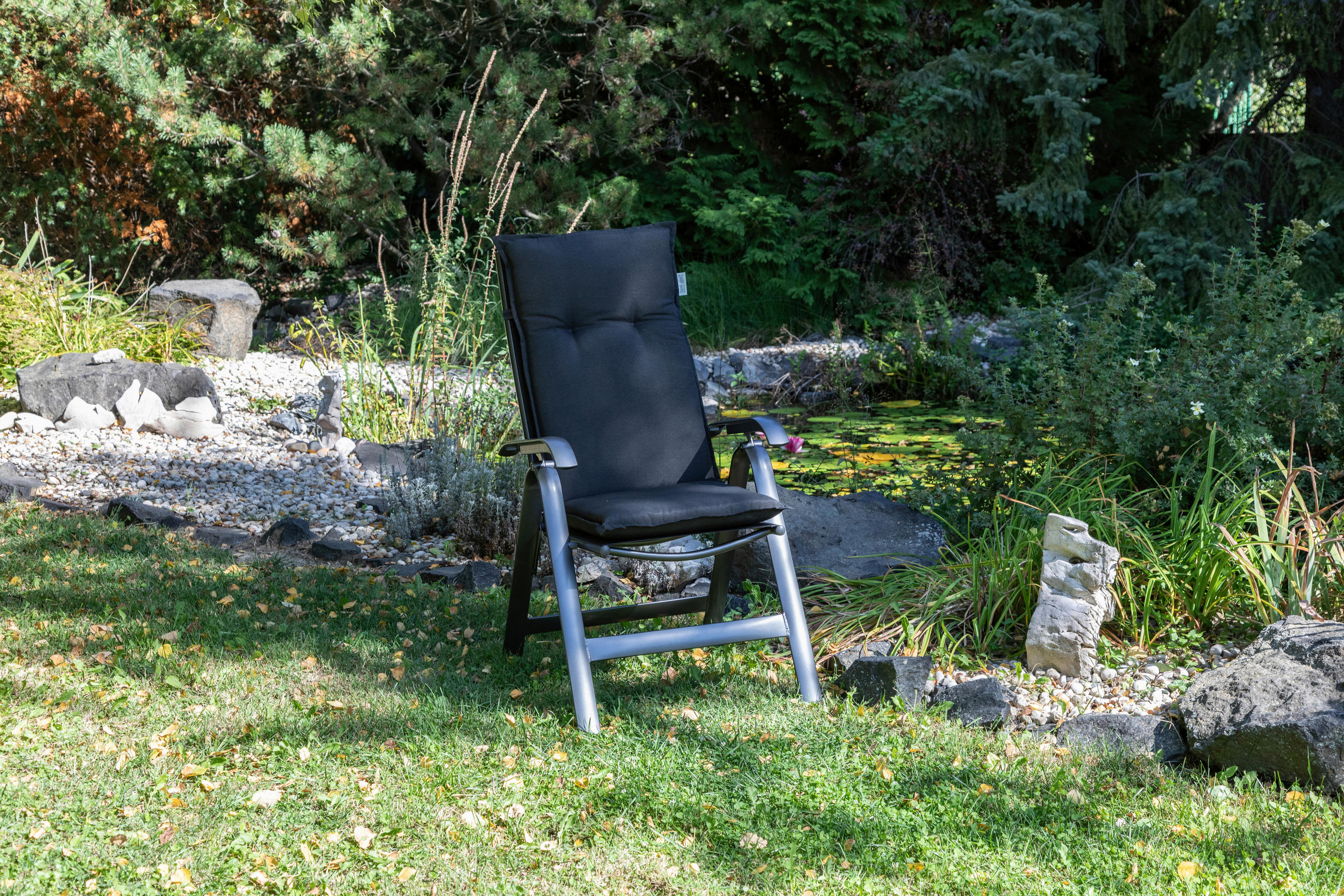 SESSELAUFLAGE Uni  - Anthrazit, Basics, Textil (118/46/8cm) - Gardenson