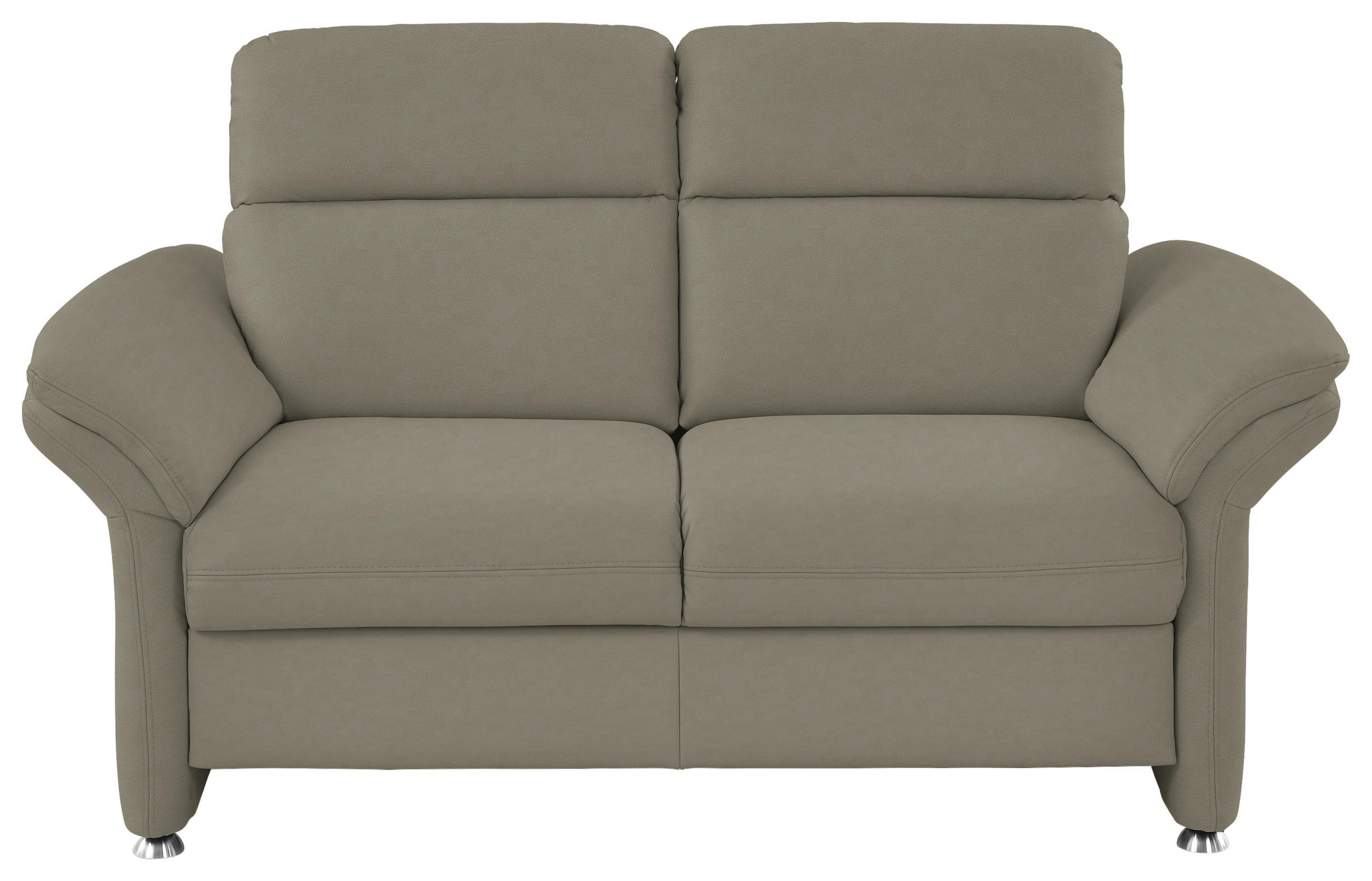 2-SITZER-SOFA in Echtleder Hellgrau  - Hellgrau/Alufarben, Konventionell, Leder/Metall (170/96/92cm) - Beldomo Premium
