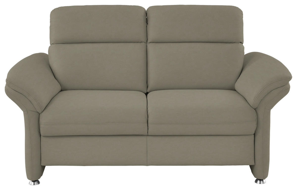 2-SITZER-SOFA in Echtleder Hellgrau  - Hellgrau/Alufarben, Konventionell, Leder/Metall (170/96/92cm) - Beldomo Premium