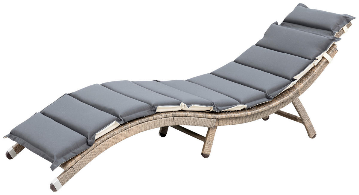 GARTENLIEGE 172/62/54 cm  - Naturfarben/Grau, MODERN, Kunststoff/Metall (172/62/54cm) - Gardenson
