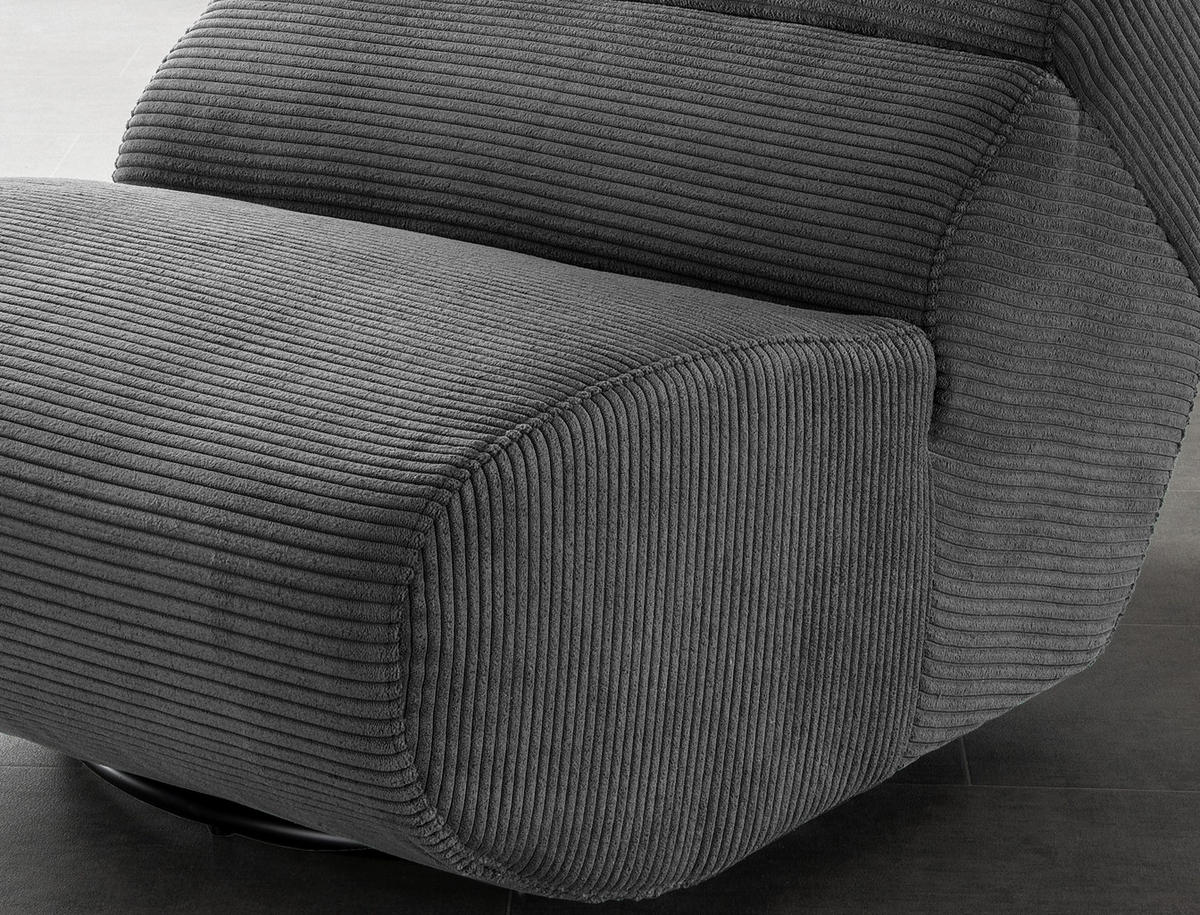 SESSEL Cord Grau    - Schwarz/Grau, Design, Textil/Metall (74/85/105cm) - Livetastic