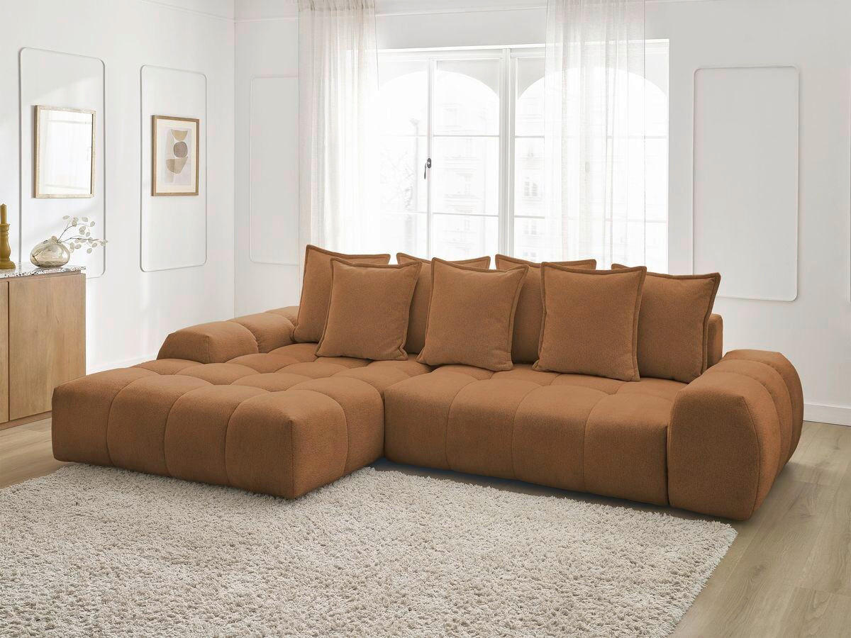 ECKSCHLAFSOFA EVEREST  mit Rücken echt, Armteil links, Armteil rechts Flachgewebe Orange  - Schwarz/Orange, MODERN, Kunststoff/Textil (180/318cm) - Livetastic
