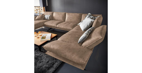 WOHNLANDSCHAFT in Echtleder Greige - Greige/Schwarz, Natur, Leder/Metall (155/359/217cm) - Dieter Knoll