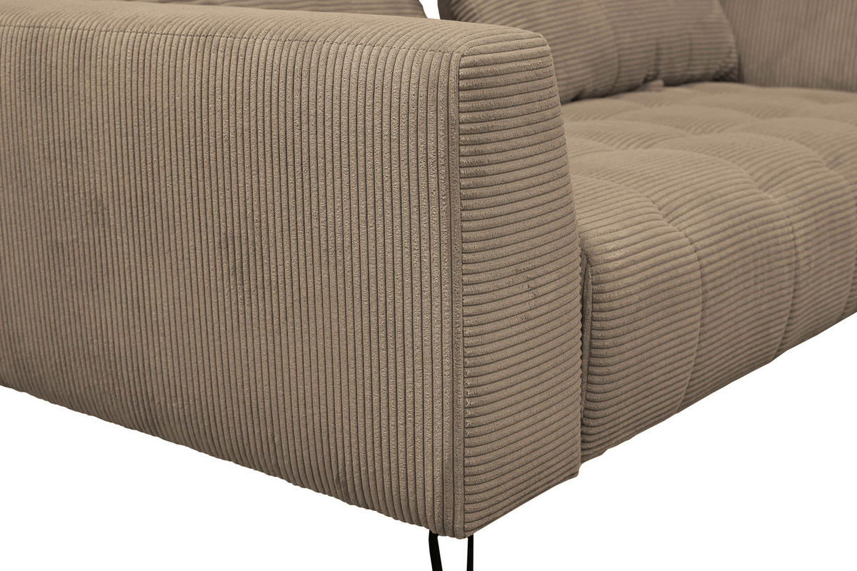 BIGSOFA Cord Beige  - Beige/Schwarz, KONVENTIONELL, Textil/Metall (246/100/116cm) - Carryhome