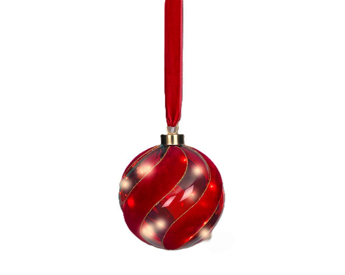 DEKORAČNÁ GUĽA   - červená, Trend, sklo (14cm) - Ambia Home