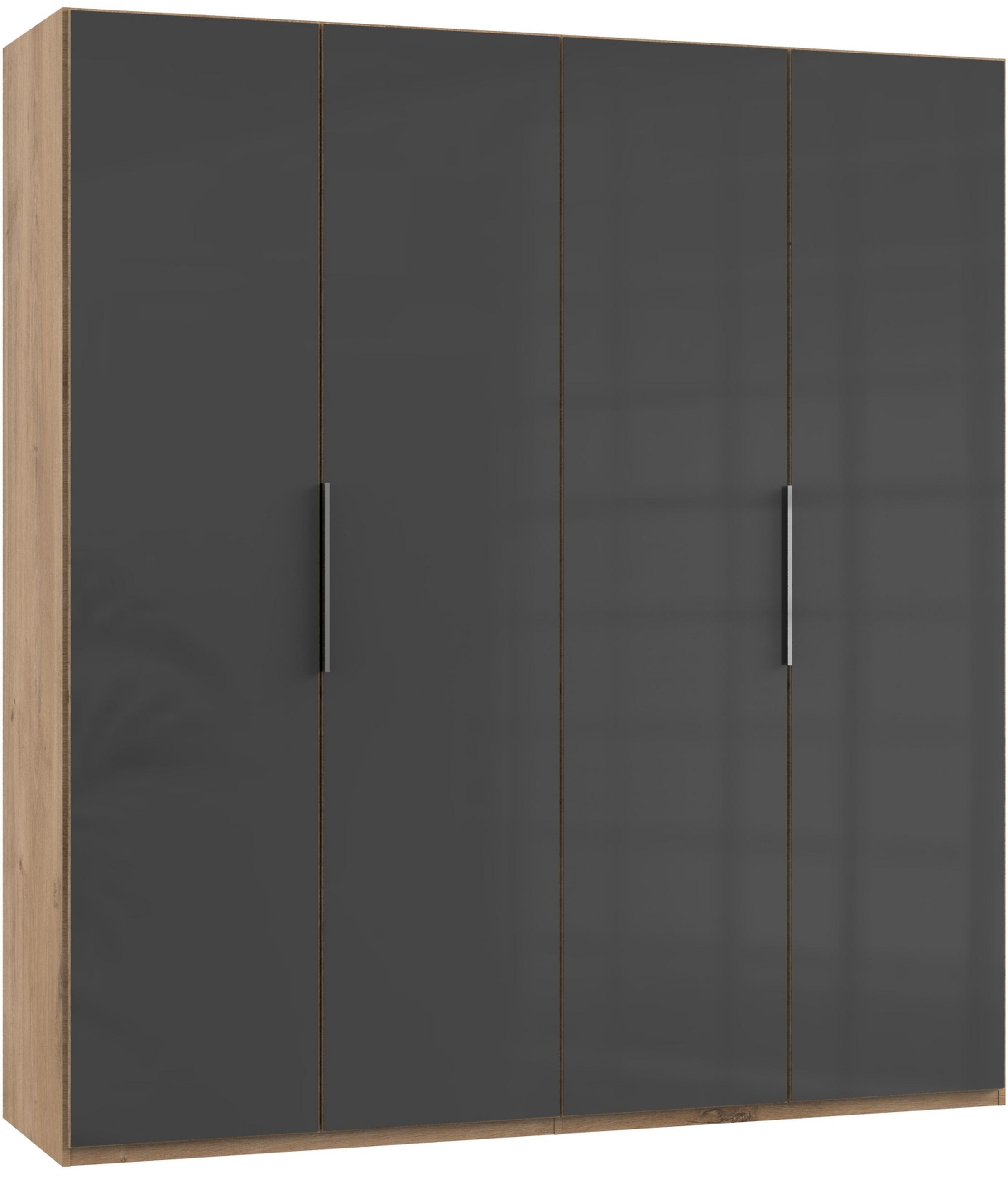 DREHTÜRENSCHRANK in Grau, Eichefarben  - Chromfarben/Eichefarben, Modern, Glas/Holzwerkstoff (200/216/58cm) - MID.YOU