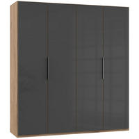 DREHTÜRENSCHRANK  in Grau, Eichefarben  - Chromfarben/Eichefarben, MODERN, Glas/Holzwerkstoff (200/216/58cm) - MID.YOU