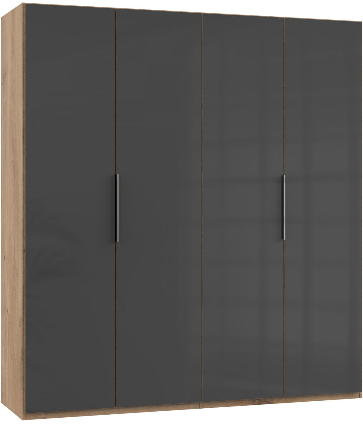 DREHTÜRENSCHRANK  in Grau, Eichefarben  - Chromfarben/Eichefarben, MODERN, Glas/Holzwerkstoff (200/216/58cm) - MID.YOU