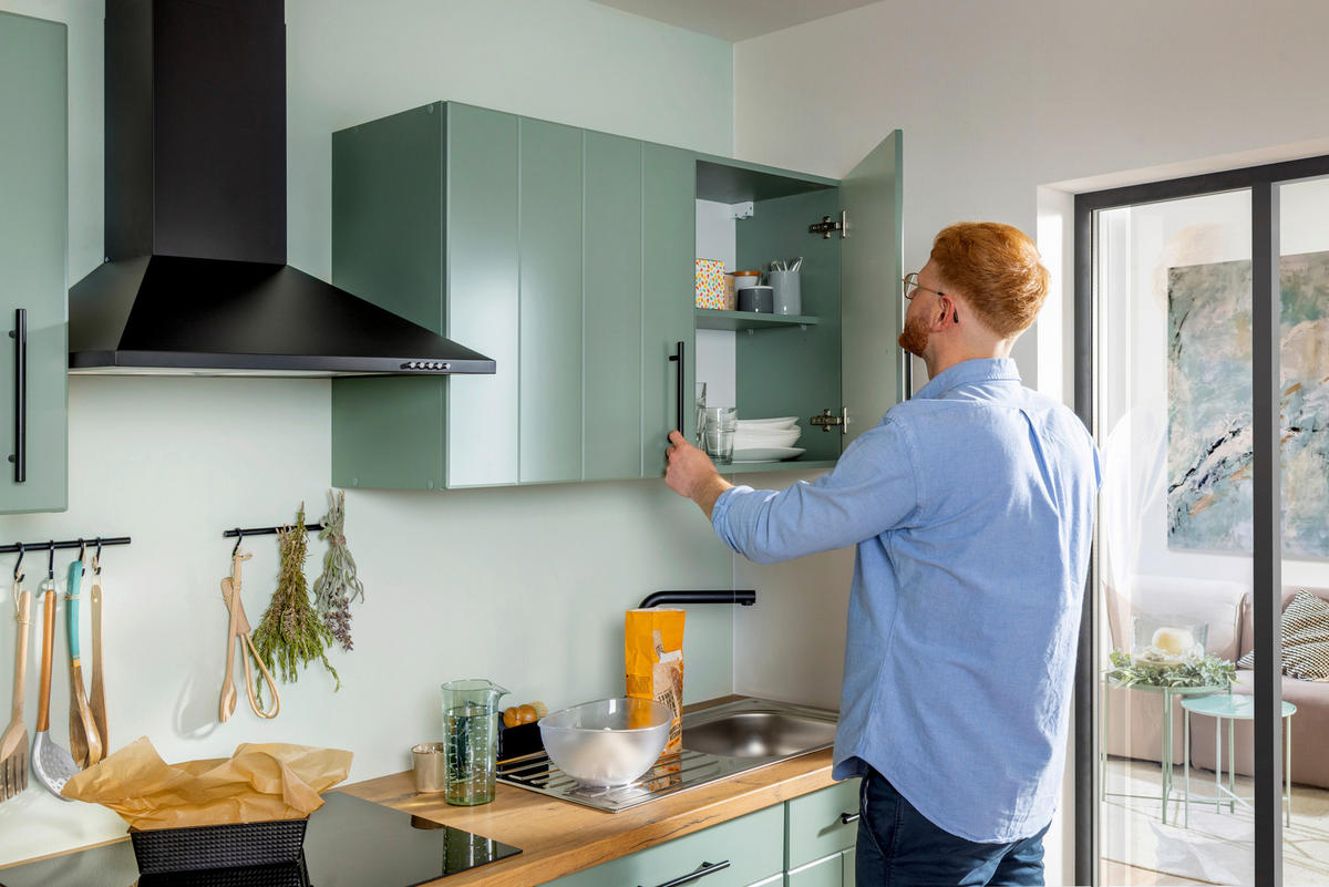 HÖRNKÖK 220/172 cm  i vildek, vassgrön  - vassgrön/vildek, Trend, metall/trämaterial (220/172cm) - Respekta