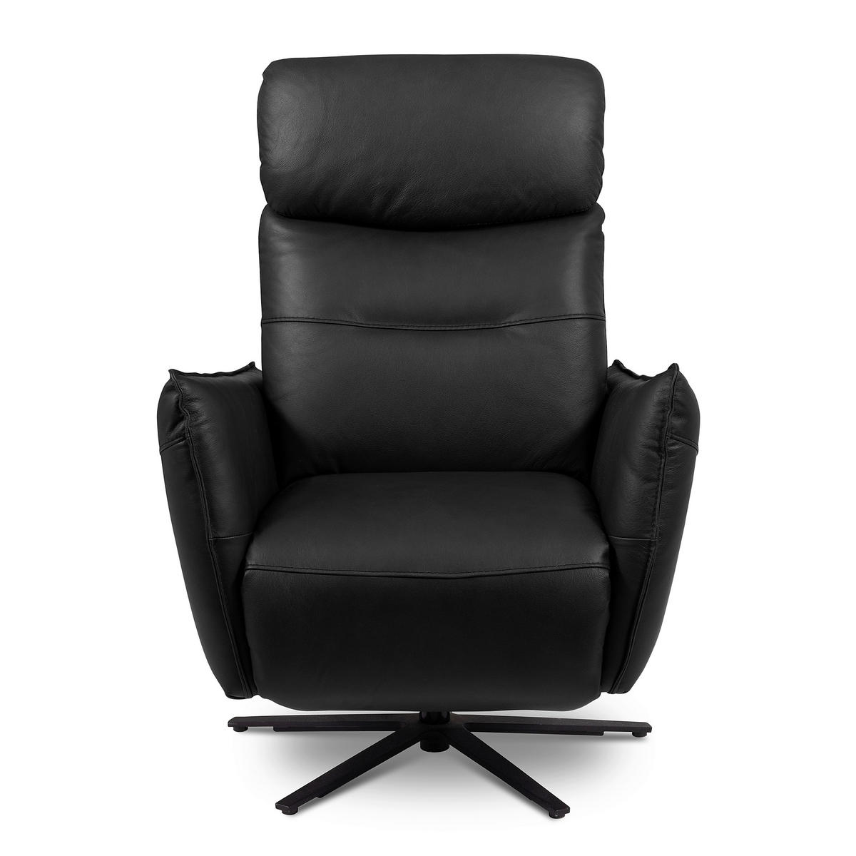 RELAXSESSEL in Leder Schwarz  - Schwarz, Design, Leder/Metall (77/107/88cm) - Livetastic