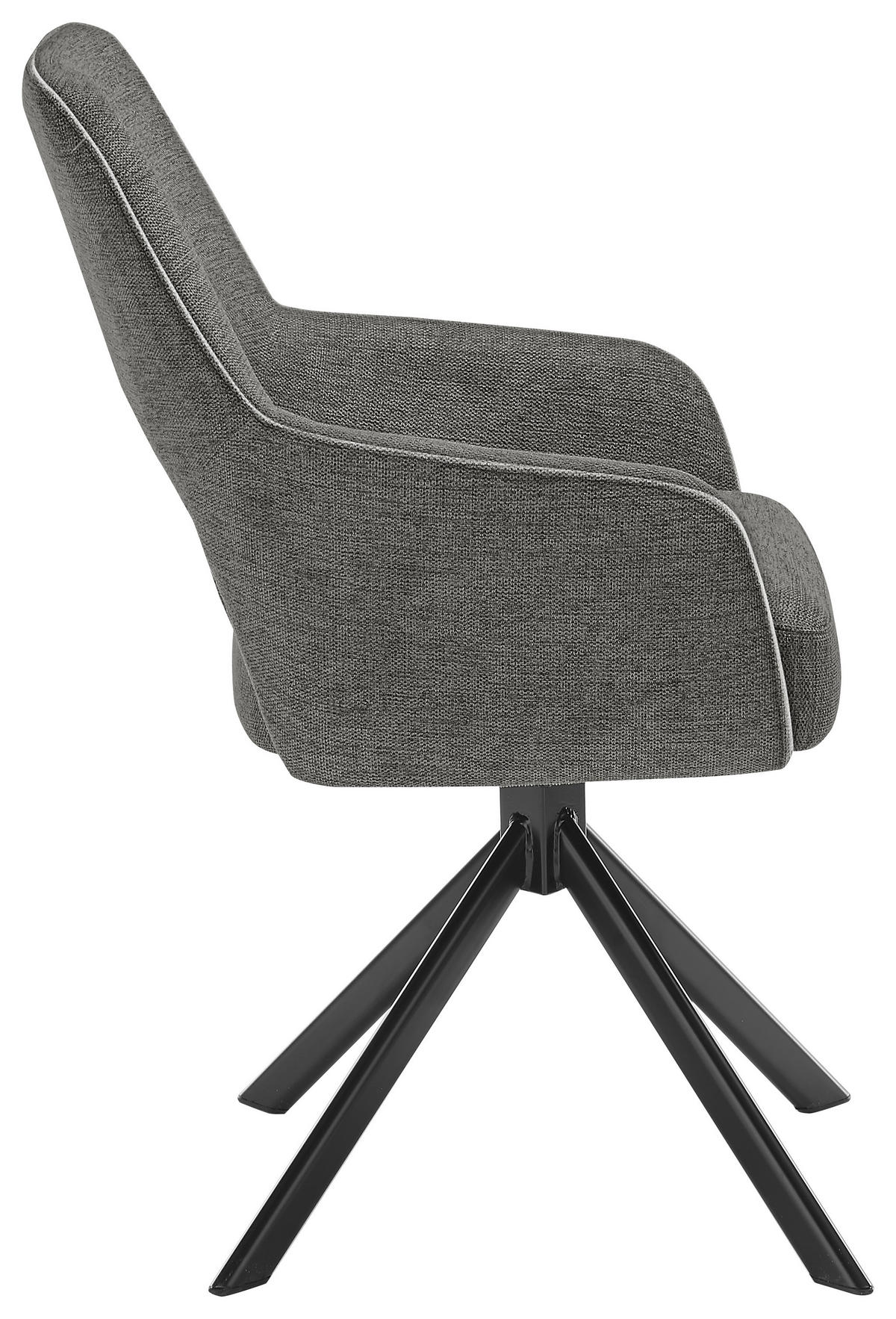 ARMLEHNSTUHL  in Eisen Webstoff  - Anthrazit/Schwarz, Design, Textil/Metall (58/89/62cm) - SetOne by Musterring