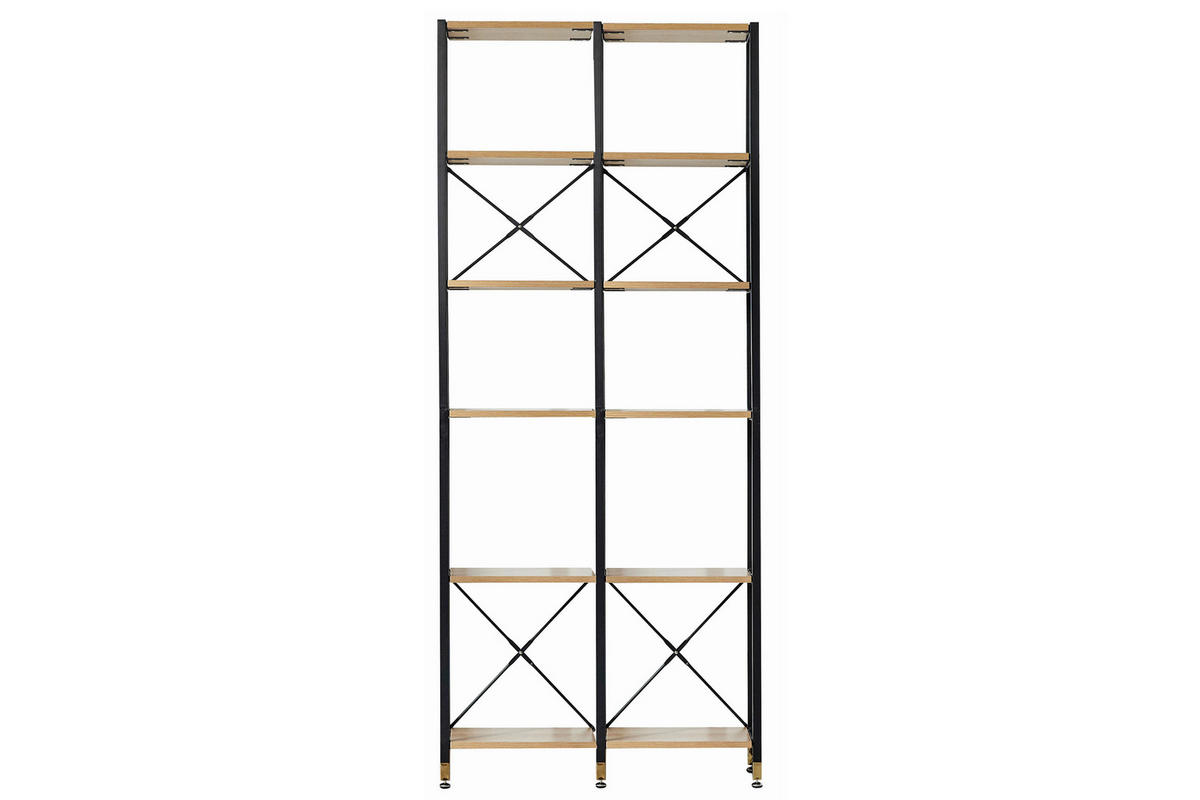 REGAL Naturfarben, Schwarz  - Schwarz/Naturfarben, Design, Holzwerkstoff/Metall (87,50/210/30cm) - Livetastic