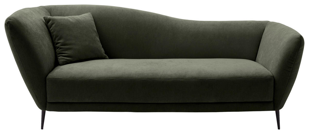 RÉCAMIERE Olivgrün Chenille Zierkissen, Rücken echt  - Schwarz/Olivgrün, KONVENTIONELL, Textil/Metall (224/70/97cm) - Hom`in