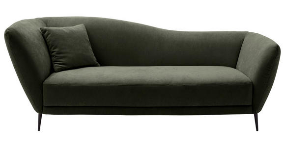 RÉCAMIERE Olivgrün Chenille Zierkissen, Rücken echt  - Schwarz/Olivgrün, KONVENTIONELL, Textil/Metall (224/70/97cm) - Hom`in