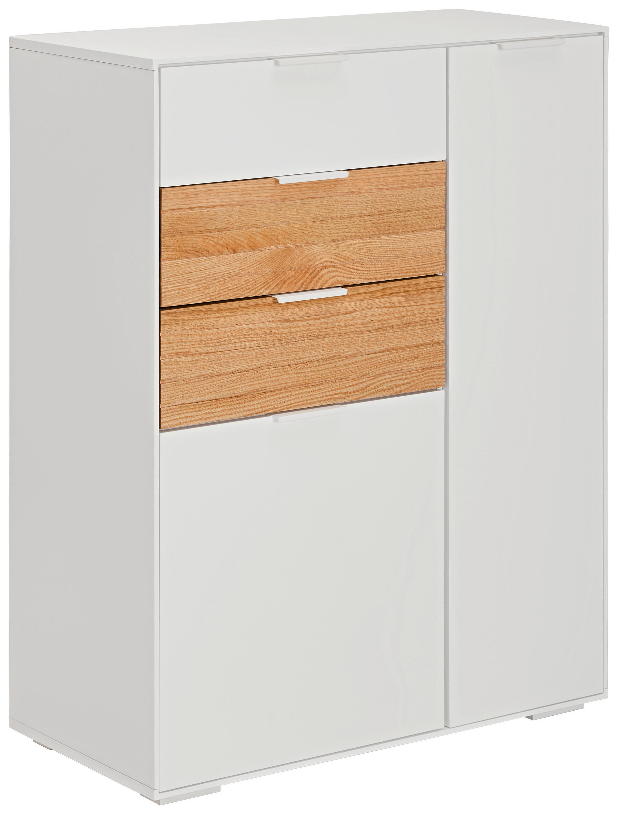 COMODĂ ÎNALTĂ 82/104/40 cm  - alb/culoare lemn stejar, Design, metal/lemn (82/104/40cm) - MID.YOU