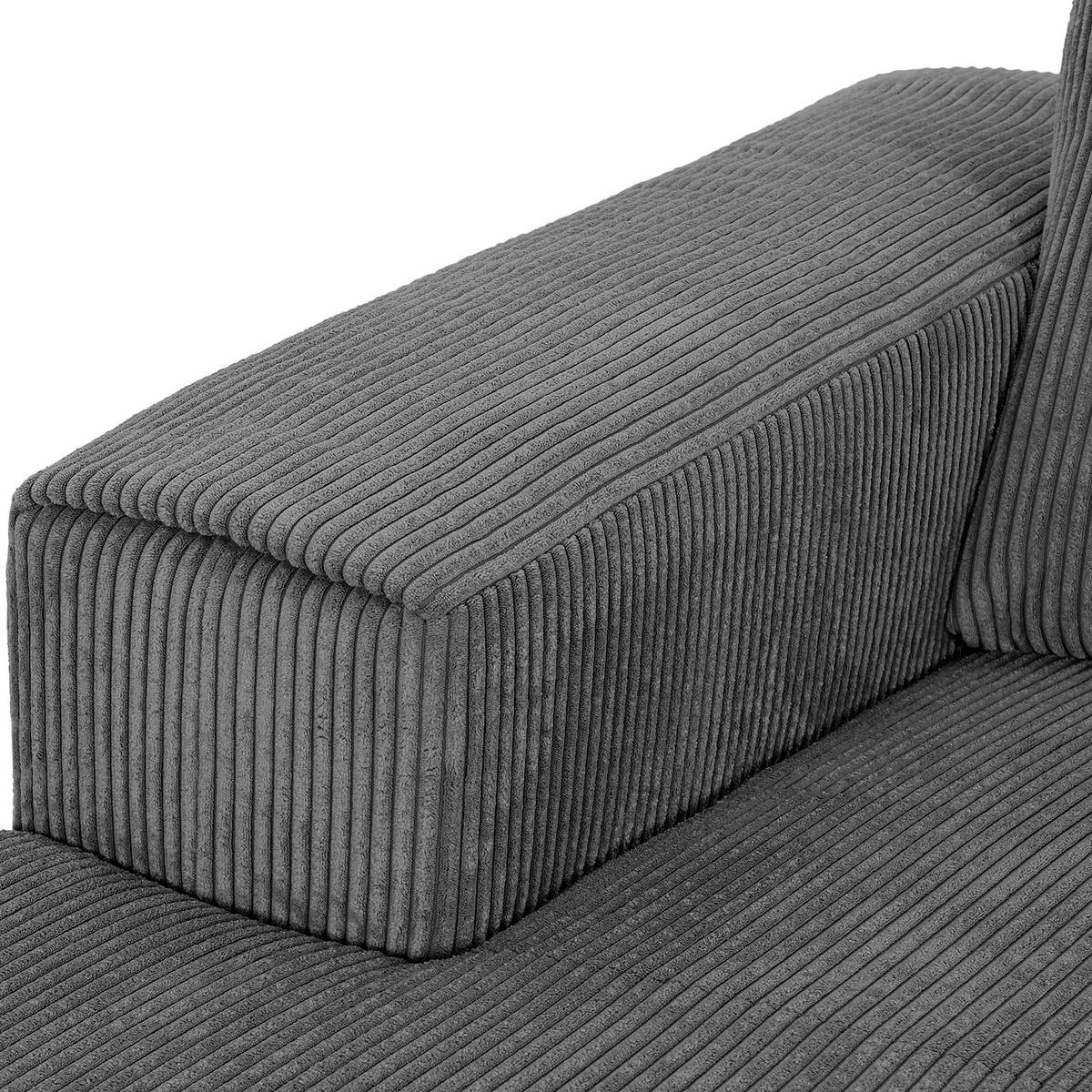 ECKSOFA in Cord Dunkelgrau  - Dunkelgrau/Schwarz, Konventionell, Textil/Metall (170/285cm) - Carryhome