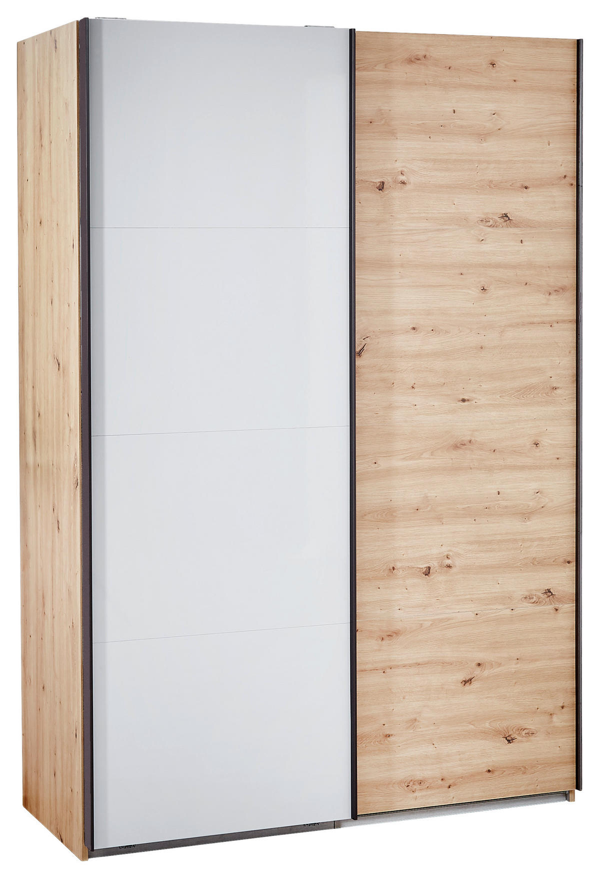 SCHWEBETÜRENSCHRANK  in Grau, Eichefarben  - Dunkelgrau/Eichefarben, MODERN, Holzwerkstoff/Metall (150/223/60cm) - Xora