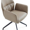 ARMLEHNSTUHL  Sitzfläche 360° drehbar, automatische Rückholfunktion  Echtleder  - Creme/Schwarz, Design, Leder/Metall (62/89/63cm) - Dieter Knoll