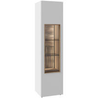 VITRINE Weiss, Wildeiche  47,8/194/42,9 cm  - Wildeiche/Weiss, Design, Glas/Holz (47,8/194/42,9cm) - Voglauer