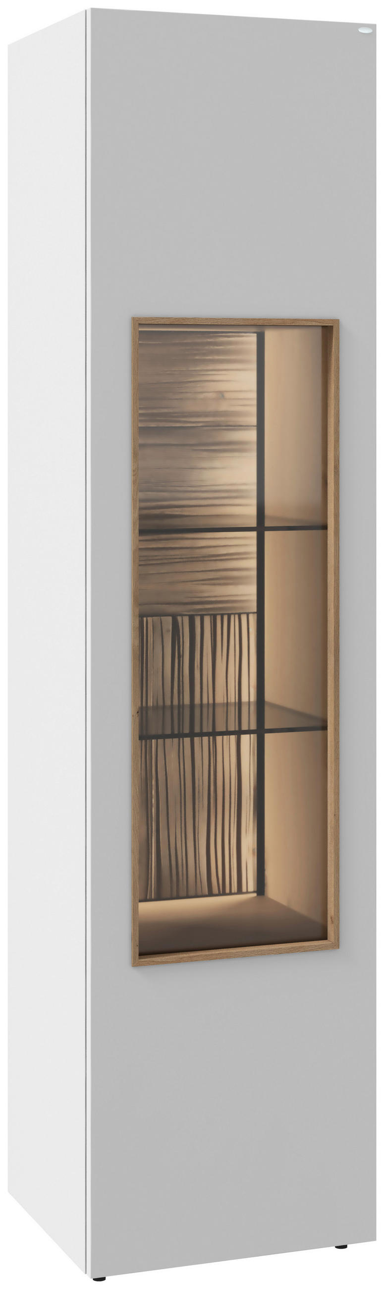 VITRINE Weiss, Wildeiche  47,8/194/42,9 cm  - Wildeiche/Weiss, Design, Glas/Holz (47,8/194/42,9cm) - Voglauer