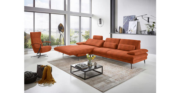 ECKSOFA in Chenille Terracotta 180/310 cm - Terracotta/Schwarz, Design, Textil/Metall (180/310cm) - Dieter Knoll