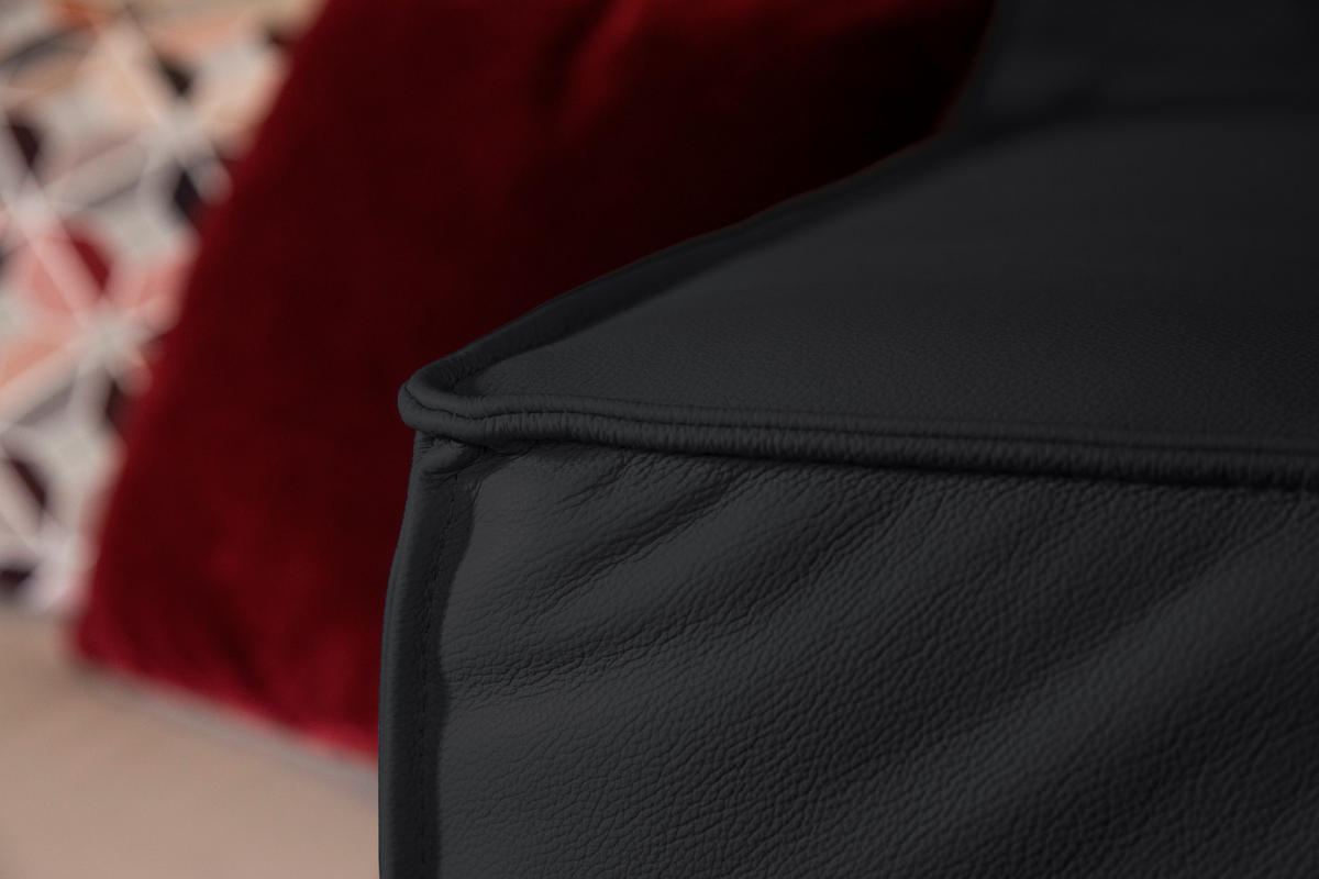 ECKSOFA Echtleder Graphitfarben  - Schwarz/Graphitfarben, Modern, Leder/Kunststoff (164/300cm) - W.Schillig