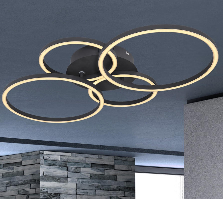 LED-DECKENLEUCHTE 40 W    65,5/40,6/7,5 cm  - Schwarz, Design, Kunststoff/Metall (65,5/40,6/7,5cm) - Globo