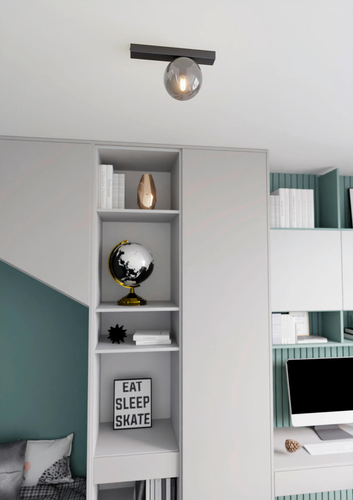 DECKENLEUCHTE 30/14/17 cm  - Schwarz, LIFESTYLE, Glas/Metall (30/14/17cm)