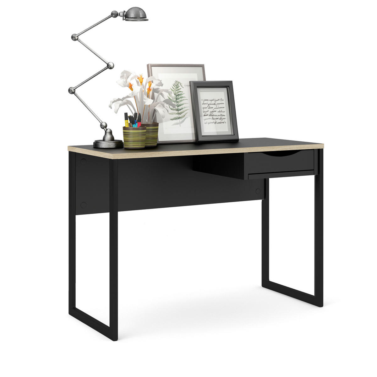 SCHREIBTISCH 110/48,4/76,8 cm  in Schwarz  - Schwarz, MODERN, Holzwerkstoff/Metall (110/48,4/76,8cm) - MID.YOU