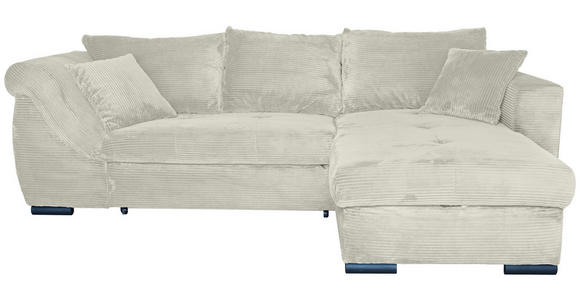 ECKSOFA in Cord Creme  - Creme/Schwarz, KONVENTIONELL, Textil/Metall (258/168cm) - Carryhome