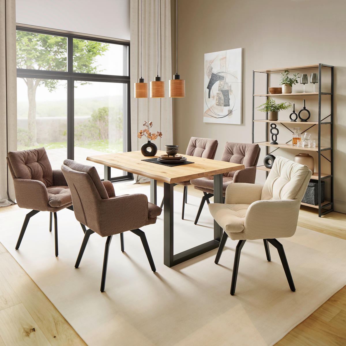 JEDÁLENSKÝ STÔL, divoký dub, farba duba,  - čierna/farba duba, Modern, kov/drevo (140/90/75cm) - Zandiara