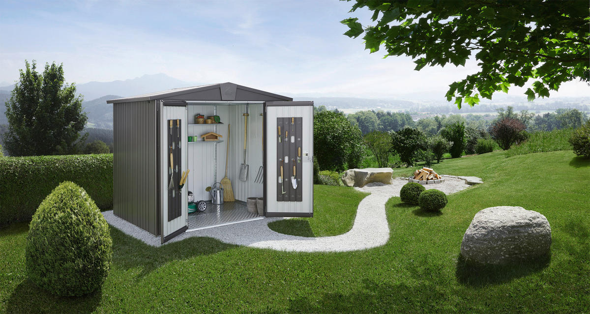 GERÄTEHAUS 172/196/84 cm  - Dunkelgrau, Basics, Metall (172/196/84cm) - Biohort