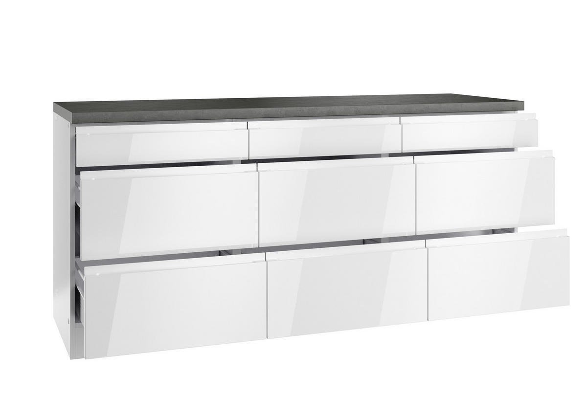 BÄNKSKÅP 180/86/60 cm  i grå, vit, vit högglans  - vit/vit högglans, Lifestyle, trämaterial (180/86/60cm) - Held