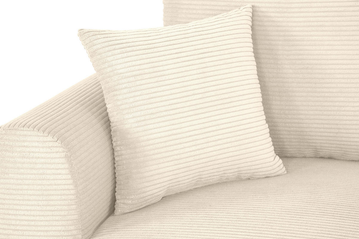 ECKSOFA in Cord Creme  - Creme/Schwarz, Design, Kunststoff/Textil (250/151cm) - MID.YOU