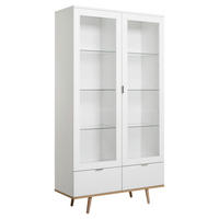 VITRÍNA, biela, farba duba, 100/185/40 cm - biela/farba duba, Konventionell, kov/drevo (100/185/40cm) - MID.YOU