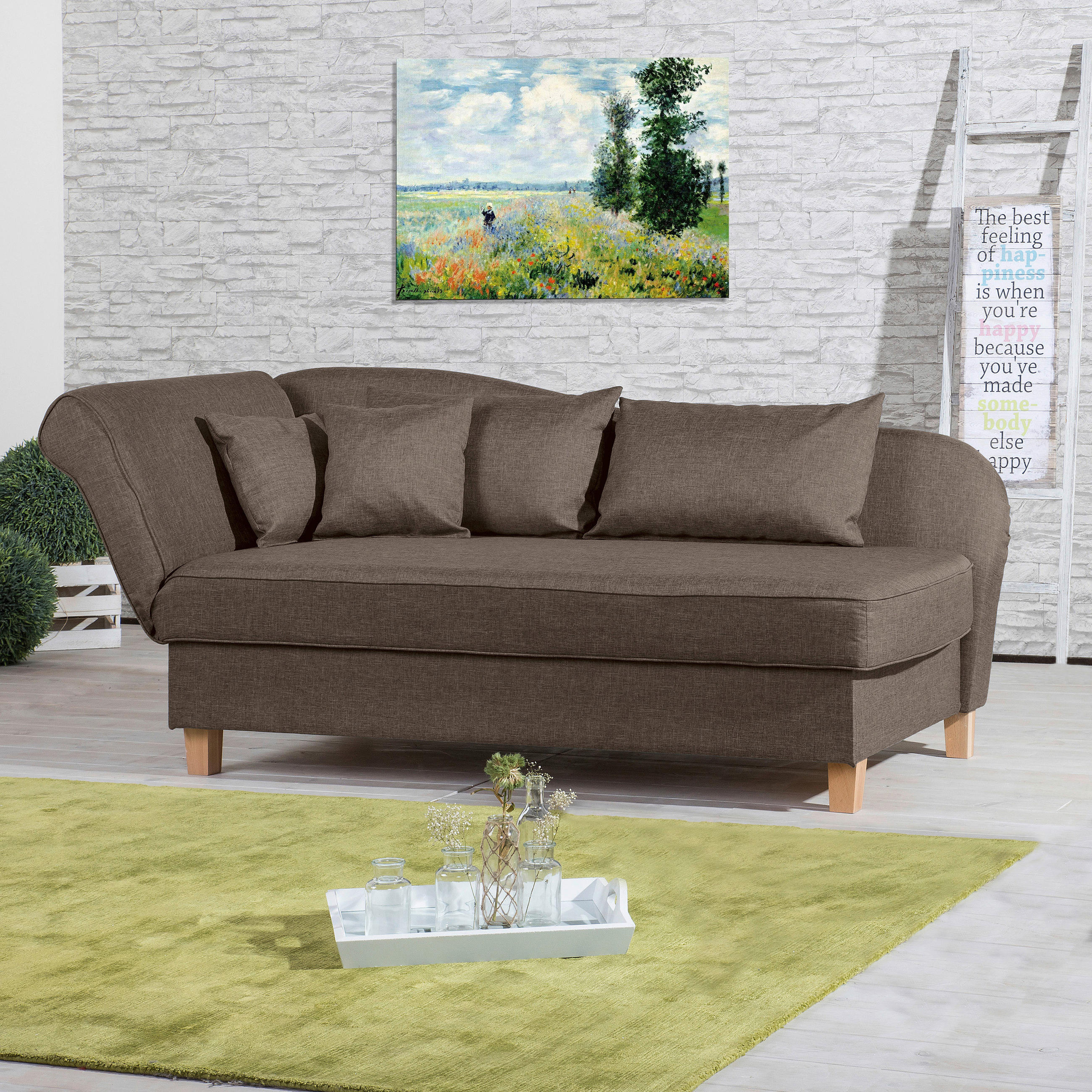 RÉCAMIERE Sahara Flachgewebe  - Hellbraun/Buchefarben, Design, Holz/Textil (190/88/82cm) - Max Winzer