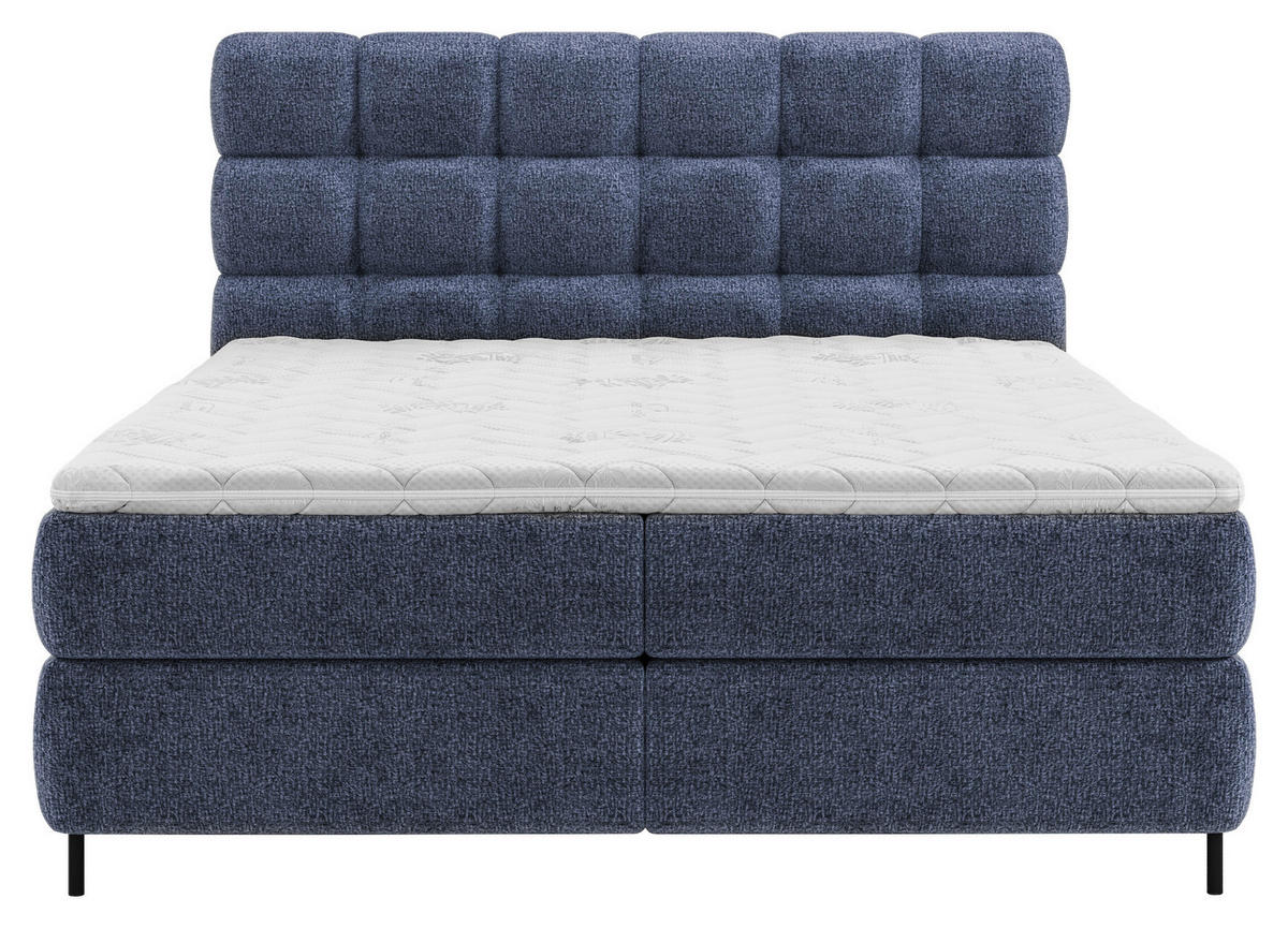 BOXSPRINGBETT 160/200 cm  in Dunkelblau  - Schwarz/Dunkelblau, Trend, Textil/Metall (160/200cm) - Esposa