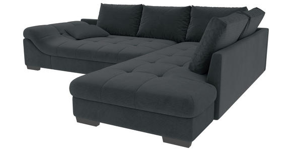 ECKSOFA Anthrazit Cord - Anthrazit/Schwarz, KONVENTIONELL, Holz/Textil (298/202cm) - Carryhome