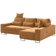 ECKSOFA in Flachgewebe Orange  - Orange, Design, Textil/Metall (260/188cm) - Hom`in