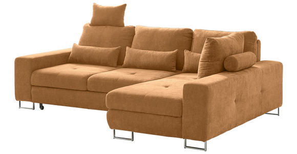 ECKSOFA in Flachgewebe Orange  - Orange, Design, Textil/Metall (260/188cm) - Hom`in